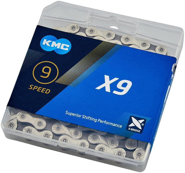 KMC Unisex X9 9 Speed Kette, Silber/Grau, 122 Glieder