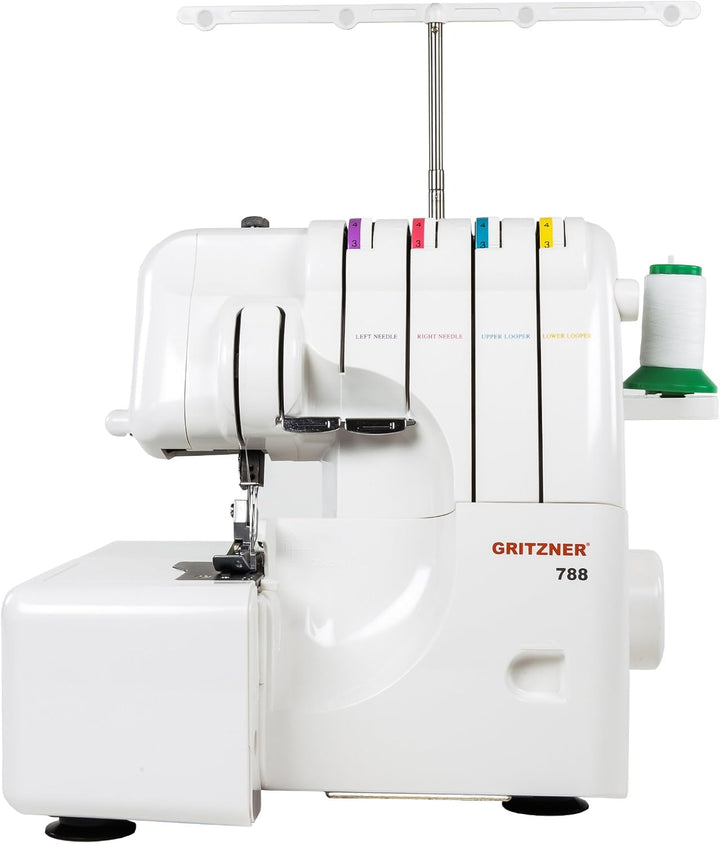 Gritzner 788 Overlock mit LED Licht + 5 praktische Nähfüsse aus dem Sonderzubehör + Abfallbehälter +