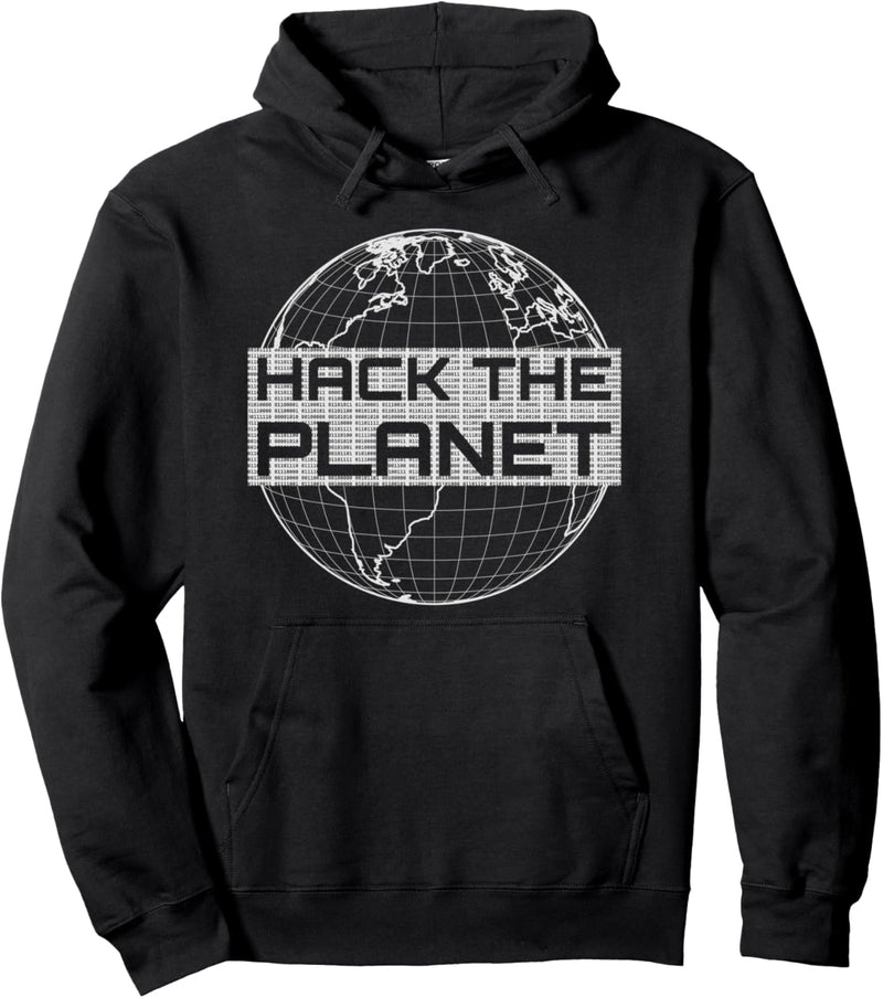 Hack the Planet - Hellgrauer Globus Computer Hacker Design Pullover Hoodie