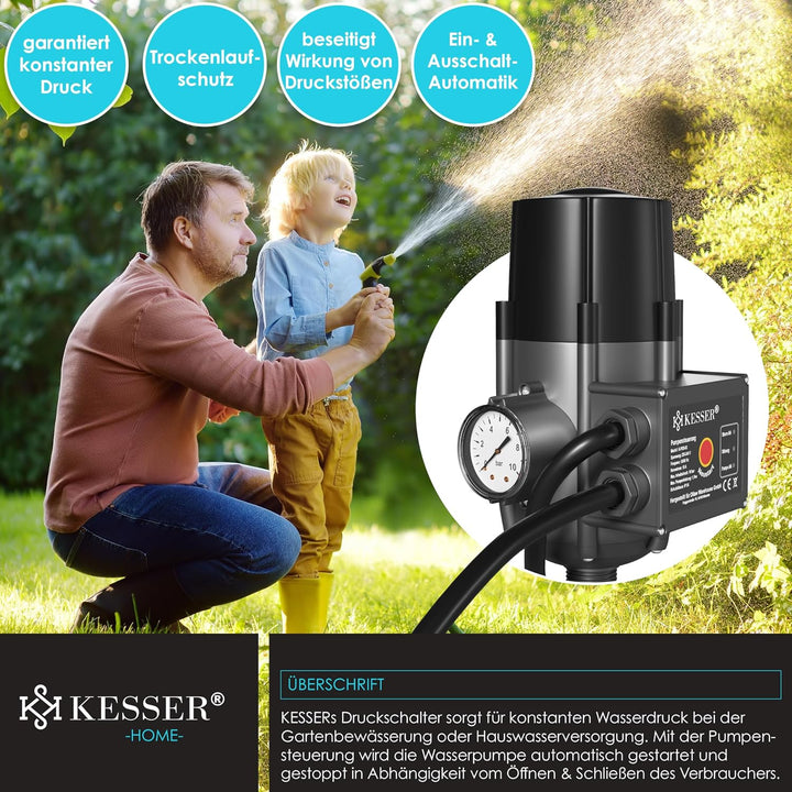 KESSER® Pumpensteuerung mit Baranzeige | mit Kabel | 10 bar Druckwächter Elektronische Pumpensteueru