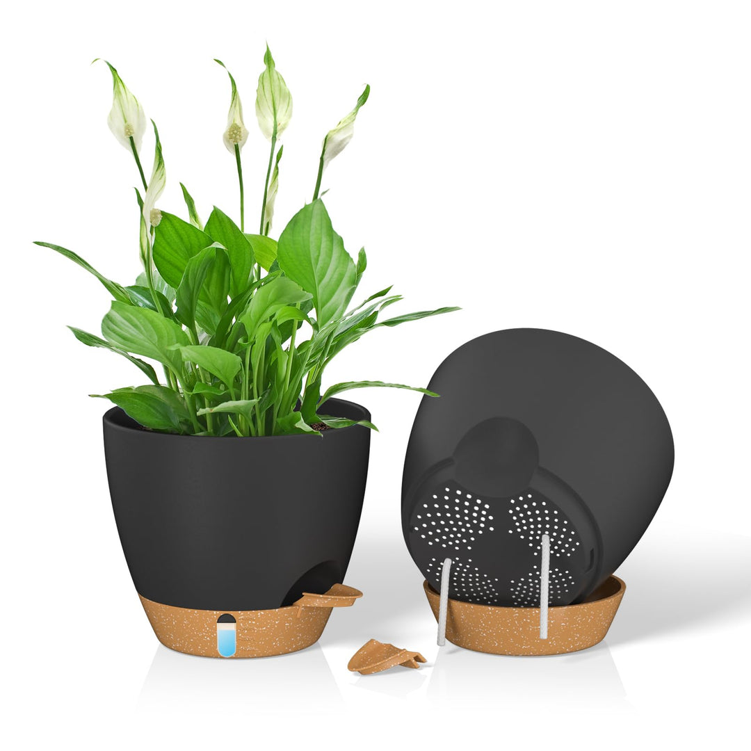ZMTECH 20 cm Pflanztöpfe mit Bewässerungslippe Selbstbewässernde Pflanztöpfe mit Abflusslöchern und