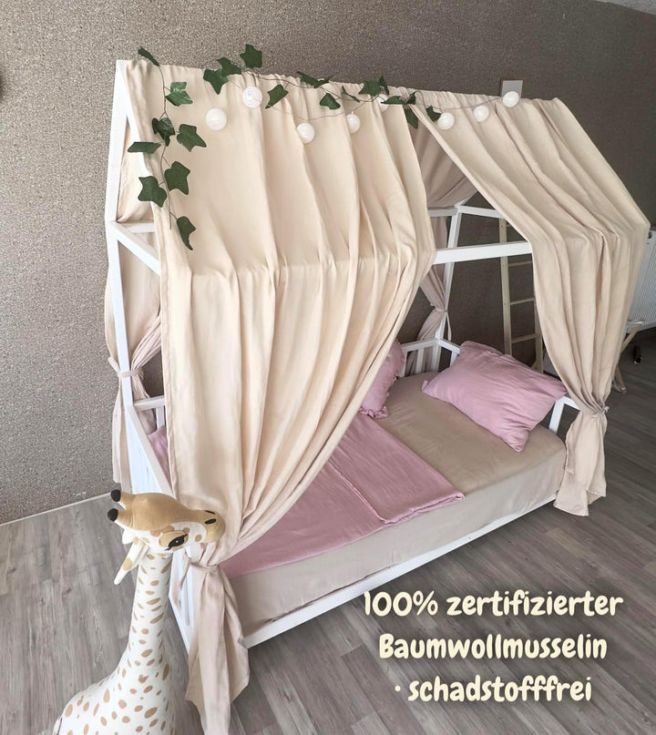 Baby Fancyroom extra breiter Betthimmel für Kinderbett Hausbett Himmel Vorhang Baldachin 100% Baumwo