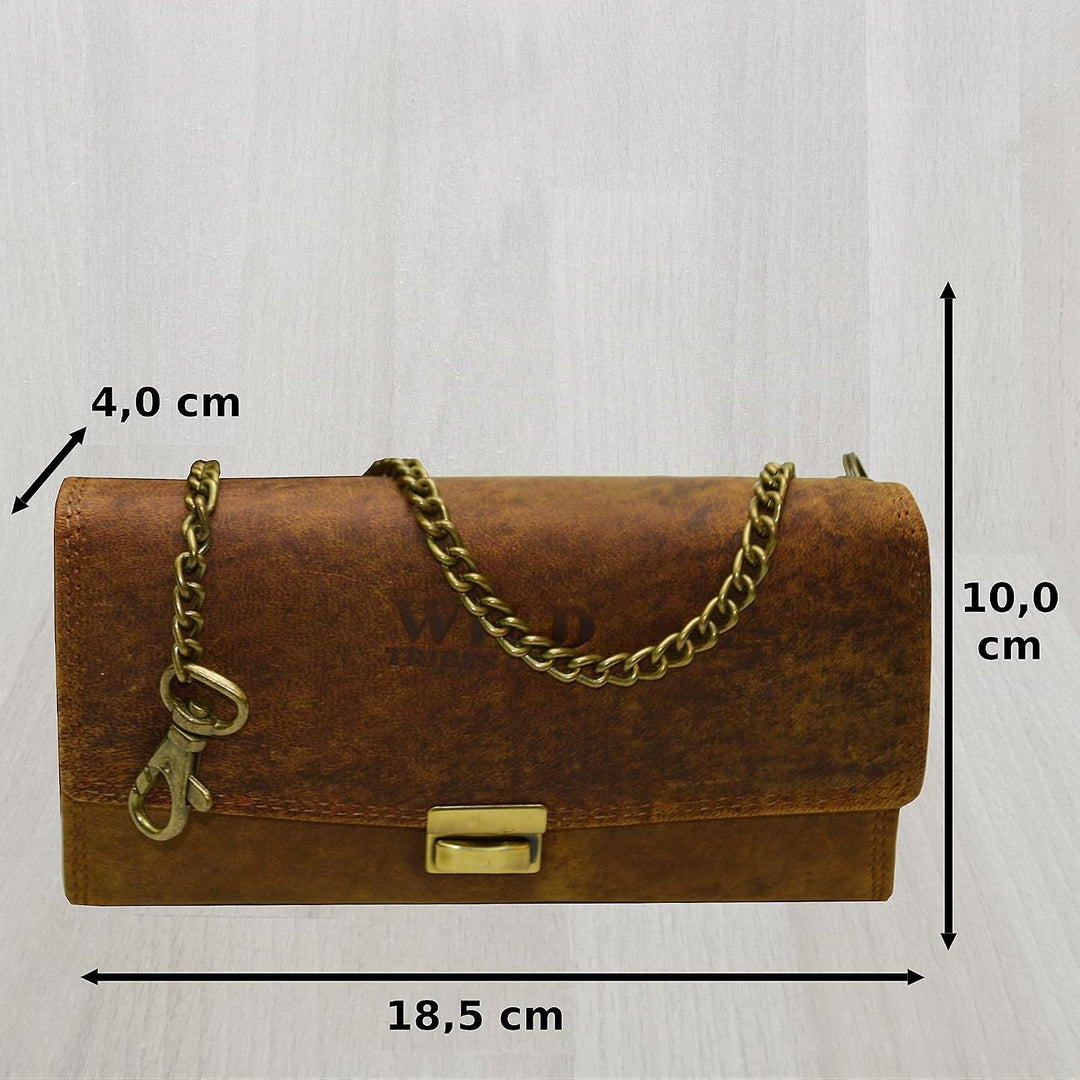 flevado Kellner Wild Leder Set Geldbörse und Kellnertasche Gastro Set Unisex Braun Stufenbörse