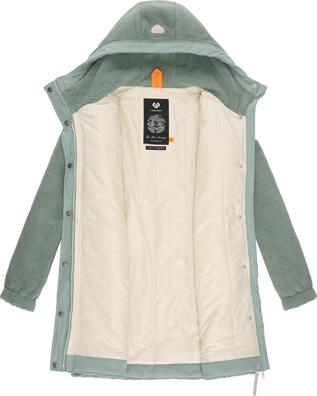 Ragwear Damen Fleecejacke Kurze Teddyfleece-Jacke warm mit Kapuze Cousy XS-6XL 4XL Dusty Green, 4XL