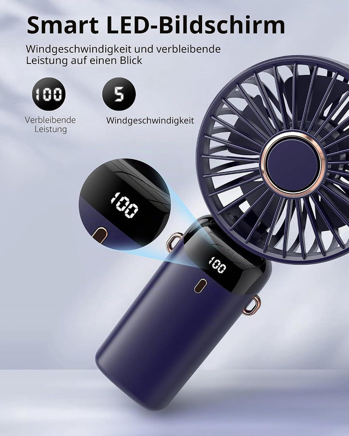 Koonie Handventilator, Tragbarer Mini Ventilator, USB Taschenventilator, 8 Stunden Batteriebetrieben