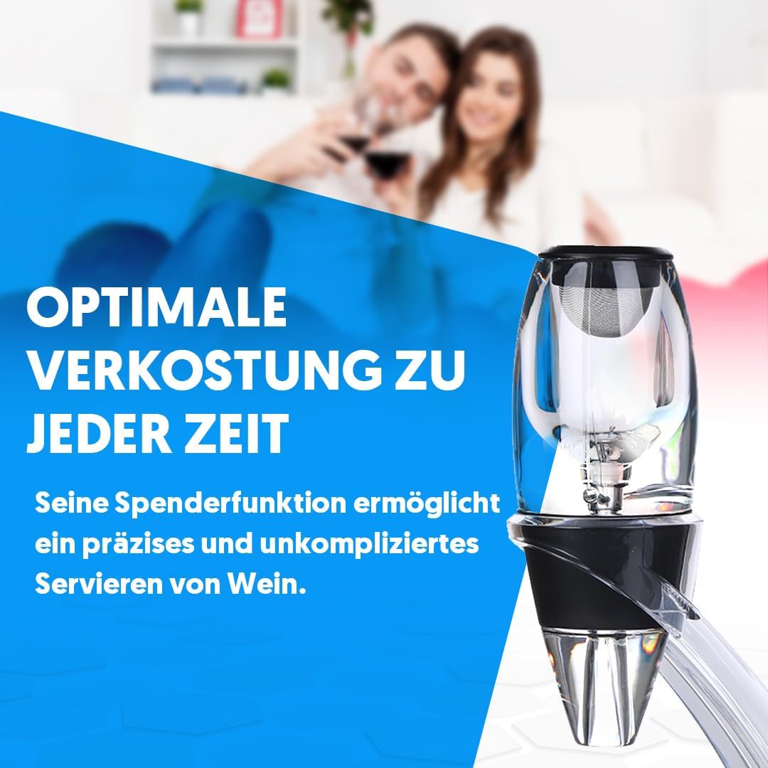NK Weindekanter-Set + Ständer - Weinbelüfter mit Filtration, Acrylmaterial, eingebautem Filter, inkl