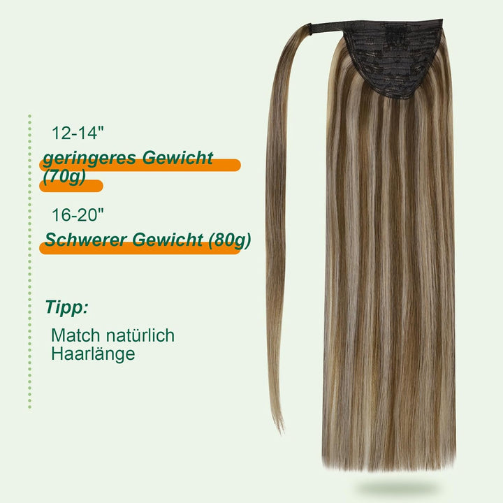Easyouth Pferdeschwanz Extensions Echthaar Zopf Haarverlangerung Echthaar 14 Zoll Farbe Dunkleres Br