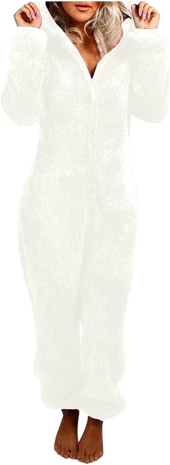Jumpsuit Damen Winter Warm Overall Teddy Fleece Einteiler Damen Grosse Grösse Jumpsuit Teddy Fleece