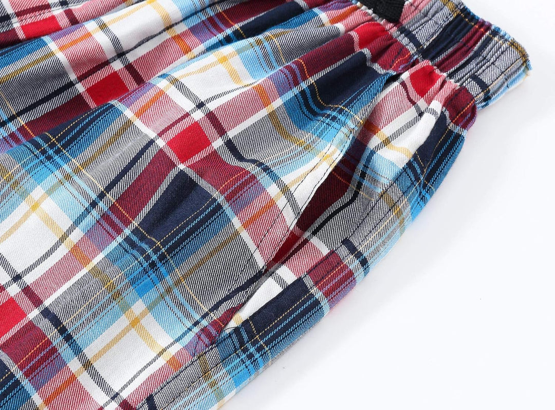 MoFiz Herren Pyjamahose Warm Lang Baumwolle Weich Schlafanzughose Kariert Winter Nachtwäsche Freizei