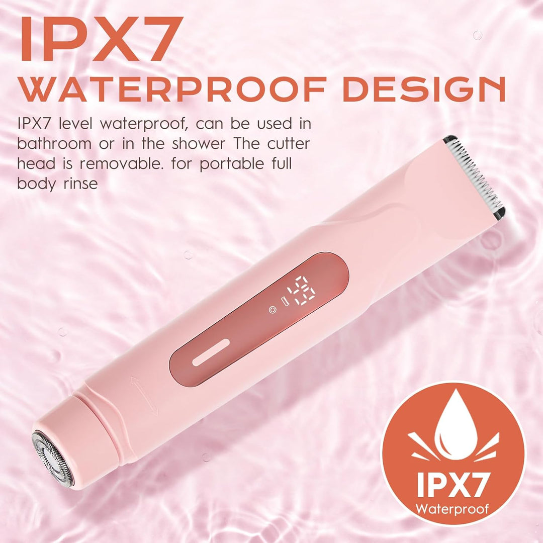 XkuiHF Damenrasierer Elektro 2in1 - Bikini Trimmer & Intimrasierer Kabellos - Nass/Trockenrasur, Dop