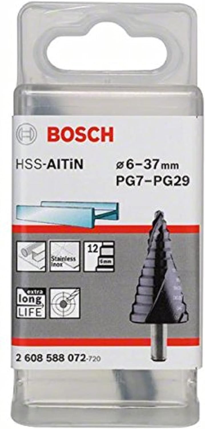 Bosch Professional Stufenbohrer HSS-AlTiN mit 3-Flächen-Schaft (Ø 6-37 mm)