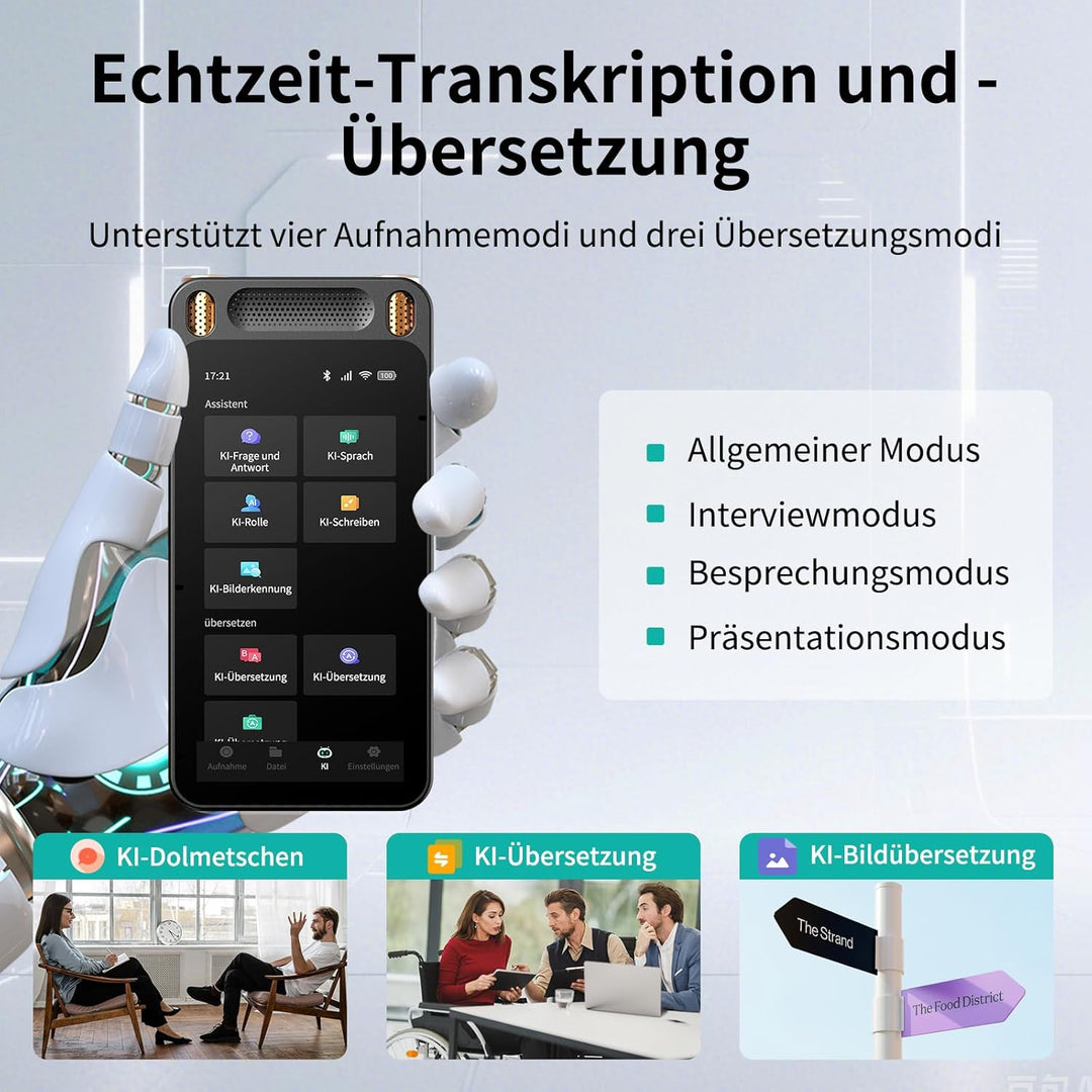 Note AI Digitales Diktiergerät Mit Wiedergabefunktion,Voice Recorder Unterstützung Kostenlose Transk