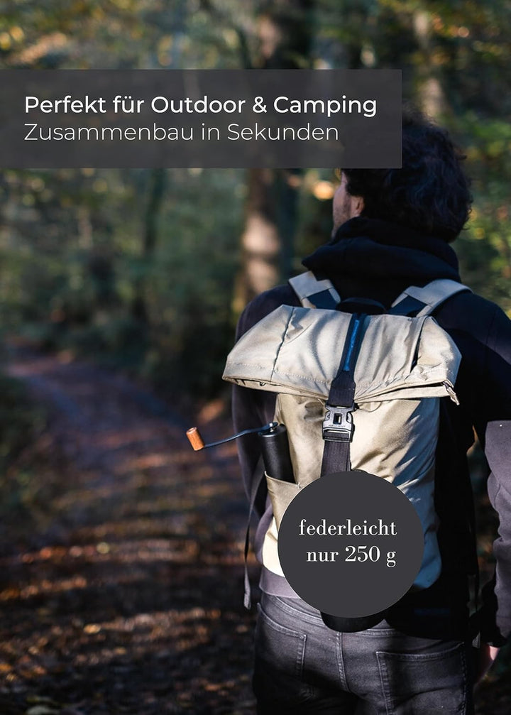LAMBDA COFFEE® TERRA Kaffeemühle manuell aus Edelstahl und Keramik- Kegelmahlwerk I Leichte Handkaff