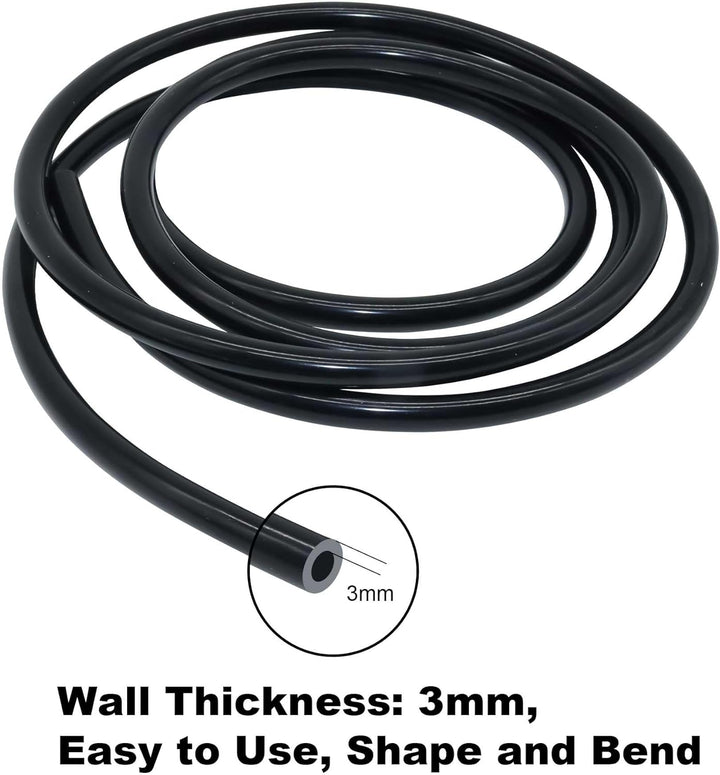 LAVMHAB Vakuum Silikonschlauch, 10mm ID x 16mm OD 3mm Wandstärke 3 Meter Länge, Silikon Vakuumschlau