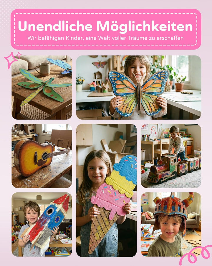 Kartonschneider Kinder Spielzeug ab 3 Jahren | Sicheres DIY Karton Werkzeug & STEM Spielzeug | Karto
