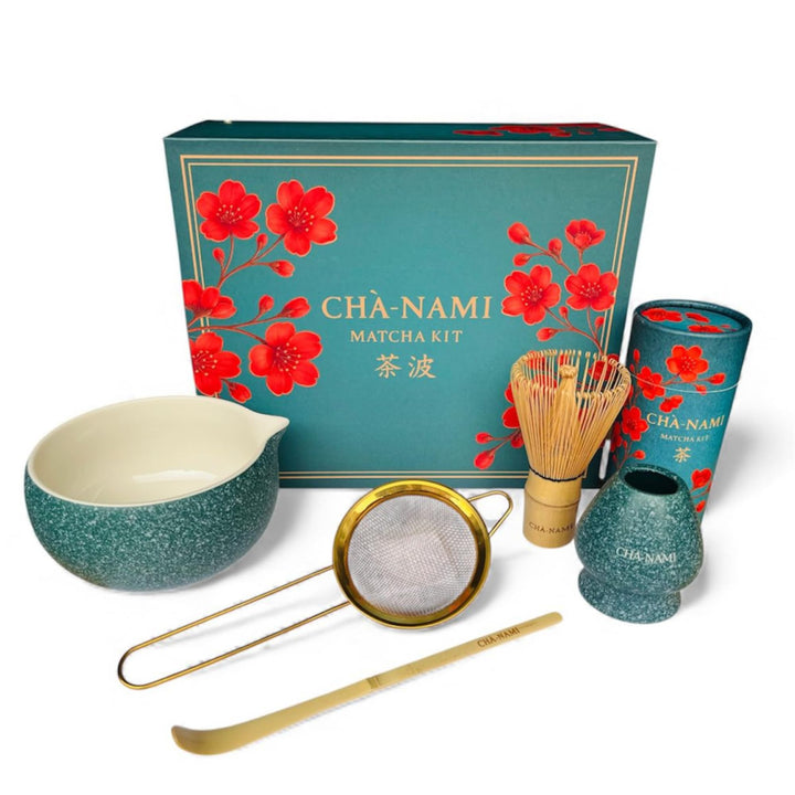 Matcha Set Classic 5-teilig, japanisches Matcha Zubehör Set mit Keramikschale, 100-Borsten-Chasen, B