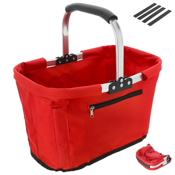 Cepewa Einkaufskorb faltbar | Aluminium Polyester 600D 42x40x28cm | Picknickkorb Tragekorb Shopper m