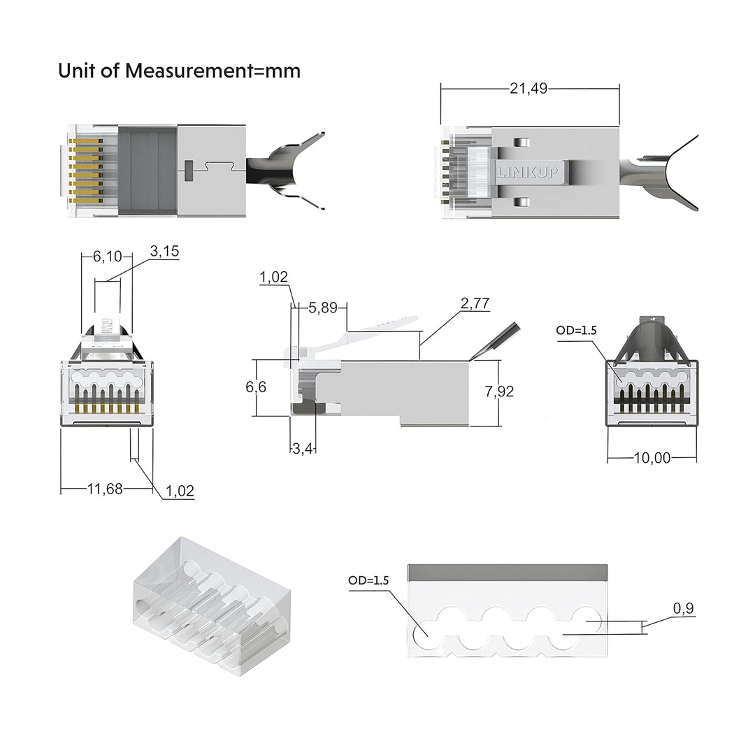 LINKUP - RJ45 Connectors Cat6A Ethernet Shielded Modular Plugs | for Large Diameter Wires (23AWG) Te