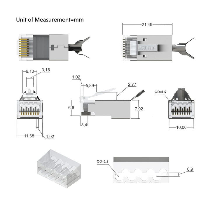 LINKUP - RJ45 Connectors Cat6A Ethernet Shielded Modular Plugs | for Large Diameter Wires (23AWG) Te
