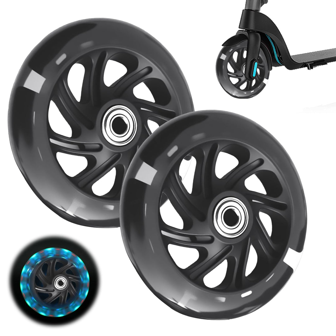 2 Stück Leuchtende Stunt Scooter Räder 100mm, Scooter Rollen LED-Lichtrollen mit ABEC-9 Lager, Hell