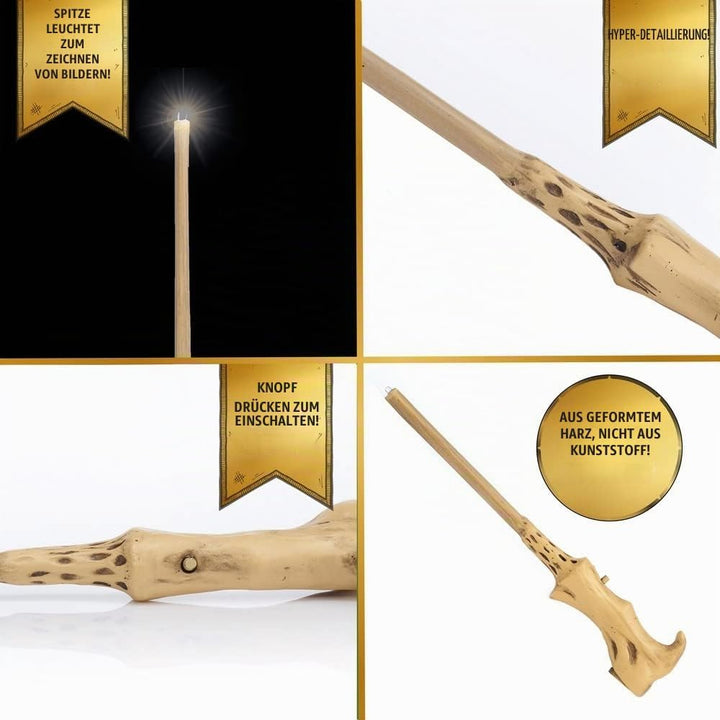 Wow Stuff! Harry Potter Voldemort Zauberstab 18 cm mit Lumos Licht – offiziell Lizenziertes Wizardin