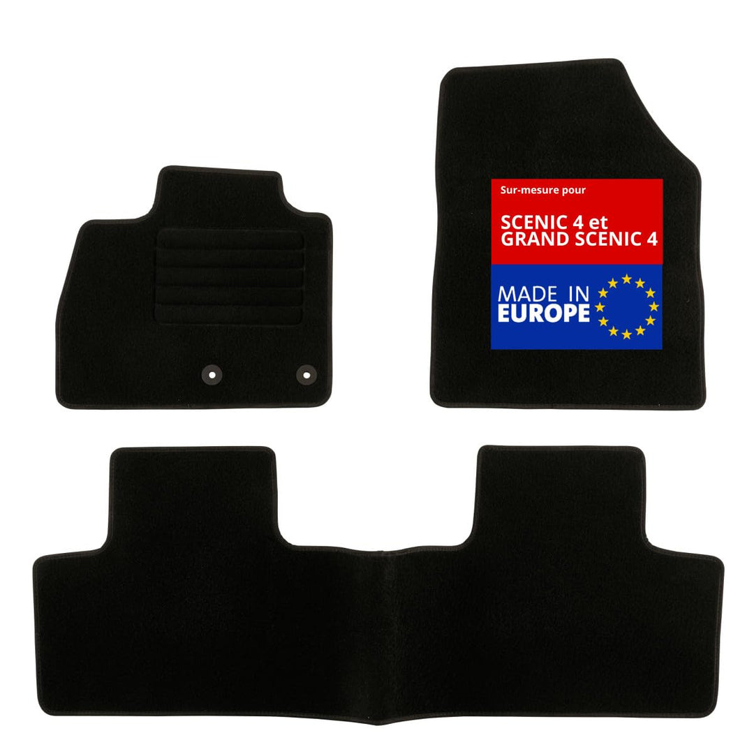 DBS Autofussmatte - nach Mass - 3-teilig - Anti Rutsch - schwarzer Nadelfilz 900g/m² - Velours Ferti