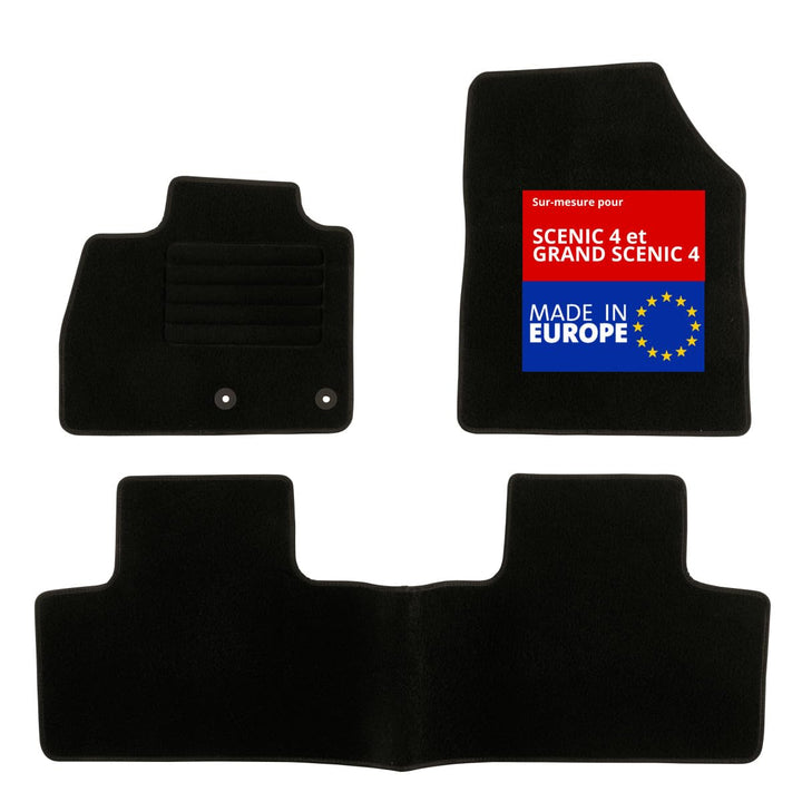 DBS Autofussmatte - nach Mass - 3-teilig - Anti Rutsch - schwarzer Nadelfilz 900g/m² - Velours Ferti