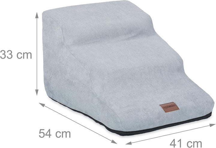 Relaxdays Hundetreppe 3 Stufen, für Hunde & Katzen, HBT: 33 x 41 x 54 cm, weiche Haustiertreppe, Bet
