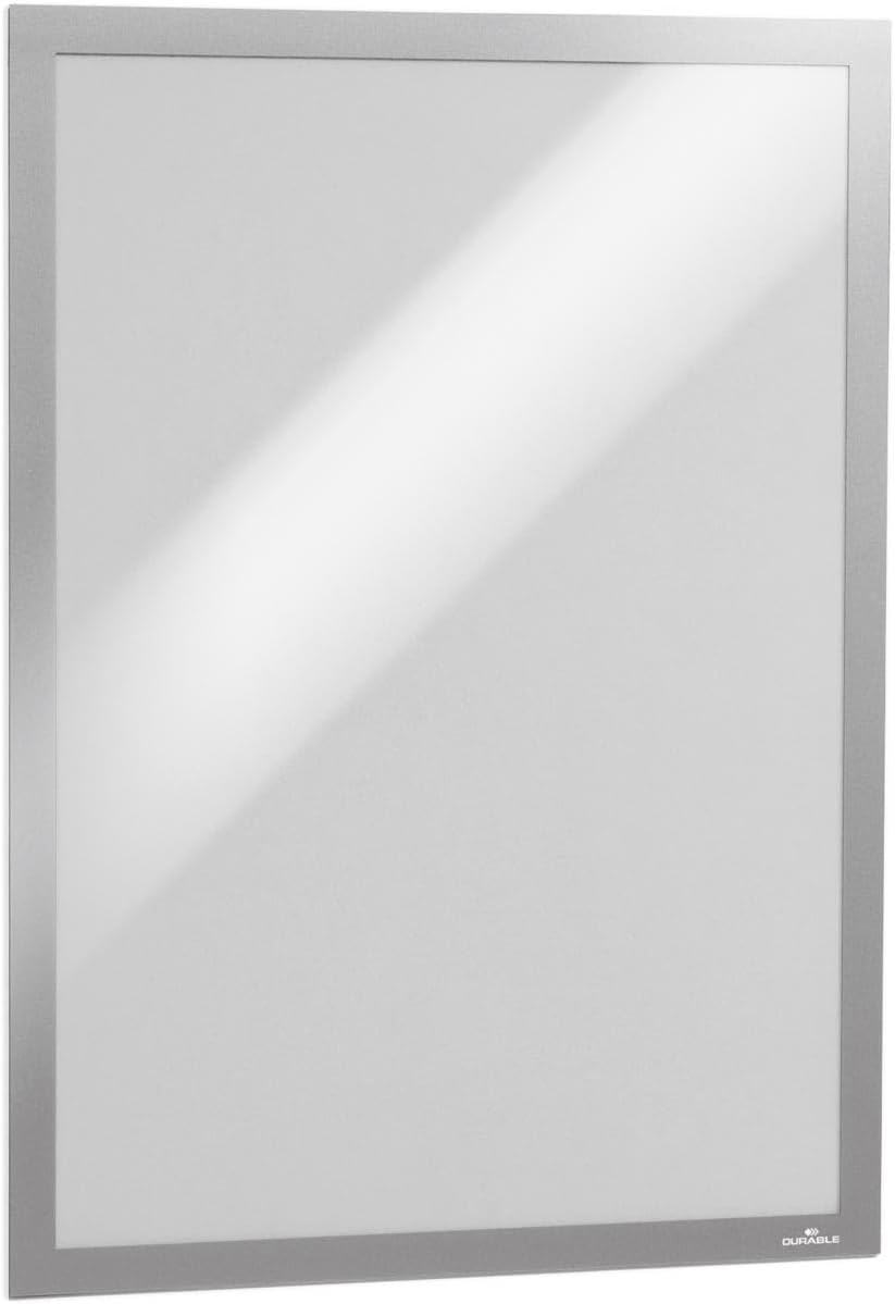 Durable Info-Rahmen Duraframe (A3, selbstklebend mit Magnetverschluss) 2 Stück, silber, 487323 DIN A