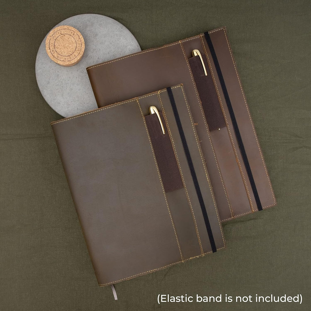 Nachfüllbarer Lederbezug für Moleskine Cahier XL (19x25cm) | Rustikale handgefertigte Lederbezug für