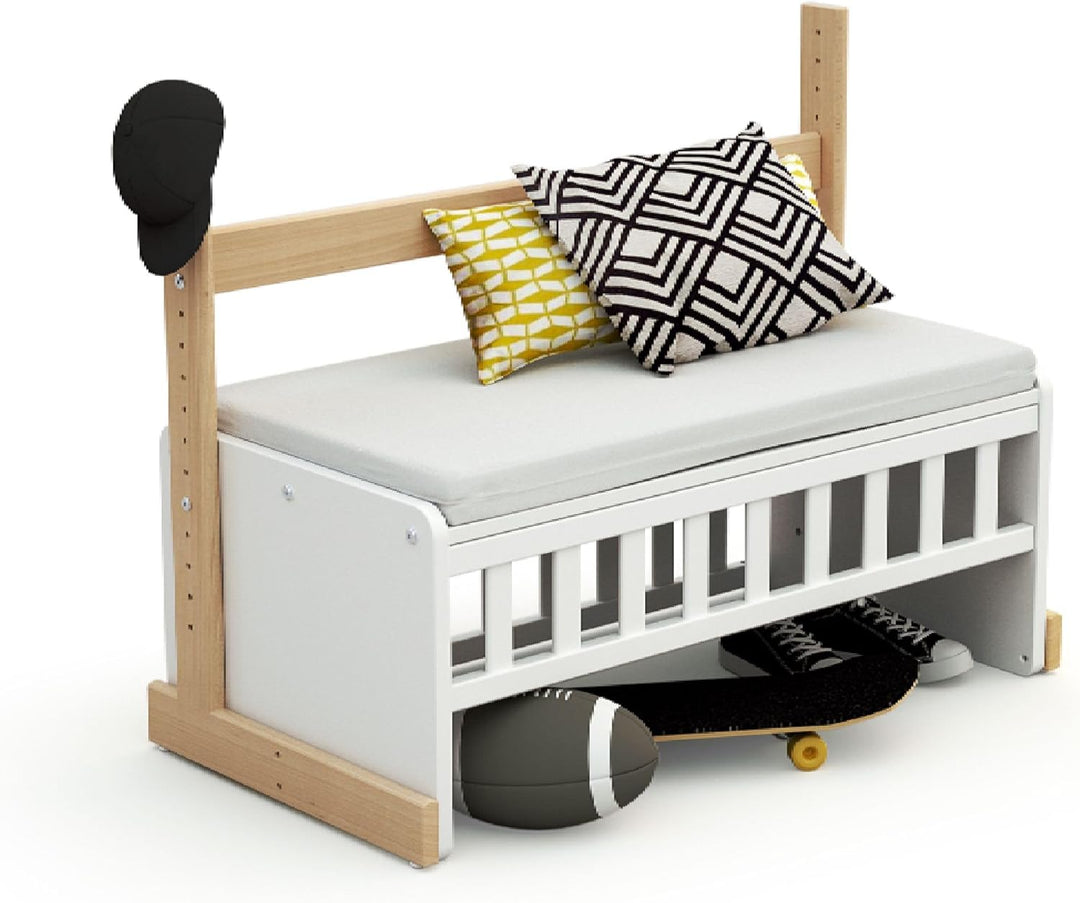 AT4 - Umwandelbare Co-Sleeping-Wiege CONFORT Holz Weiss und Buche Lackiert 40 x 80 Kinderbett Weiss/