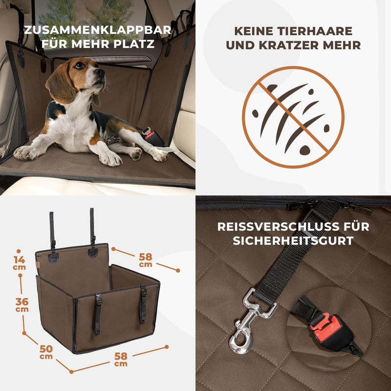 Extra Stabiler Hunde Autositz - Verstärkter Autositz für kleine und mittlere Hunde mit 4 Befestigung