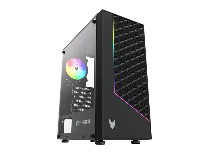 Oversteel - Iridium Gaming PC Gehäuse Kompatibel mit ATX, Micro ATX und ITX Boards, 120mm A-RGB Lüft