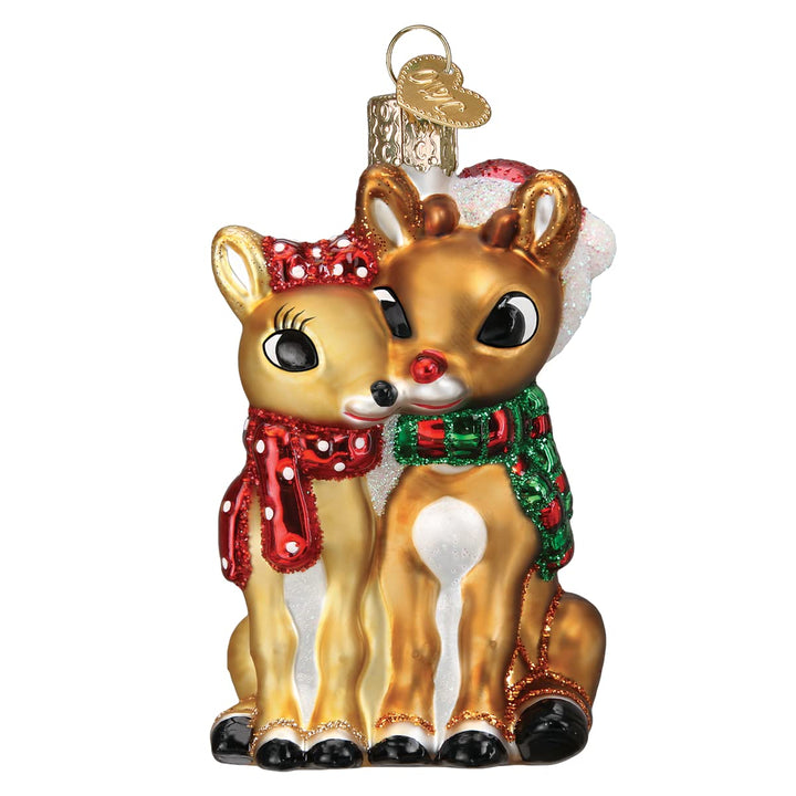 Old World Christmas Rudolph and Clarice Glasfigur für Weihnachtsbaum Klassisch, Klassisch