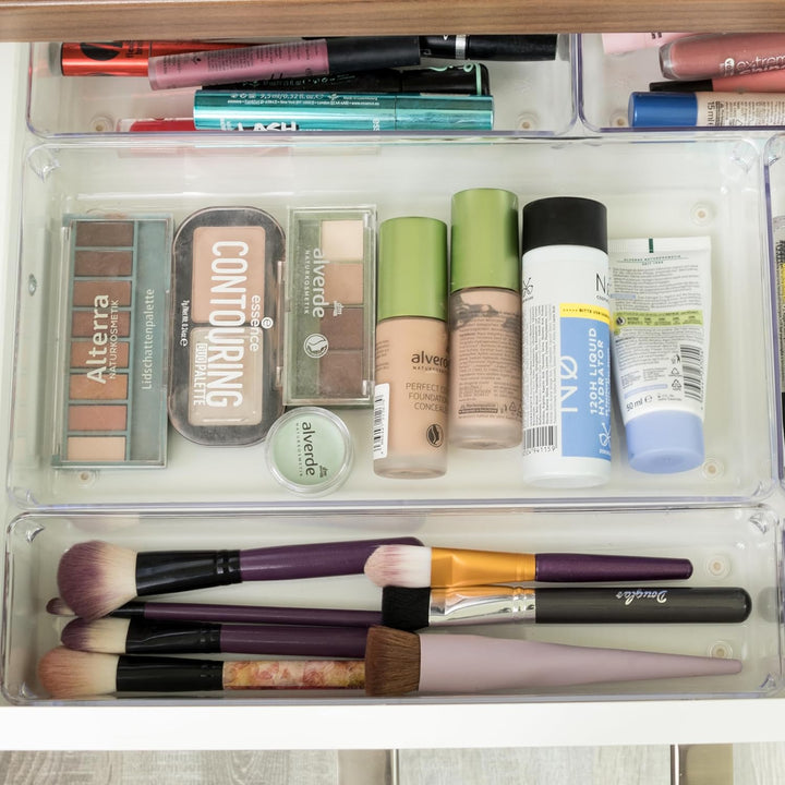 12x Schubladen Ordnungssystem 32x16 cm klar transparent 5,5 cm hoch Antislip - Organizer für Schmink