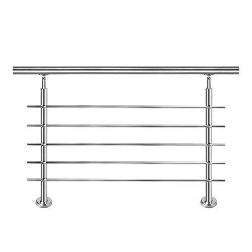 Aufun Edelstahl Handlauf 100cm Treppengeländer Innen und Aussen mit 2 Pfosten für Treppen, Brüstung,