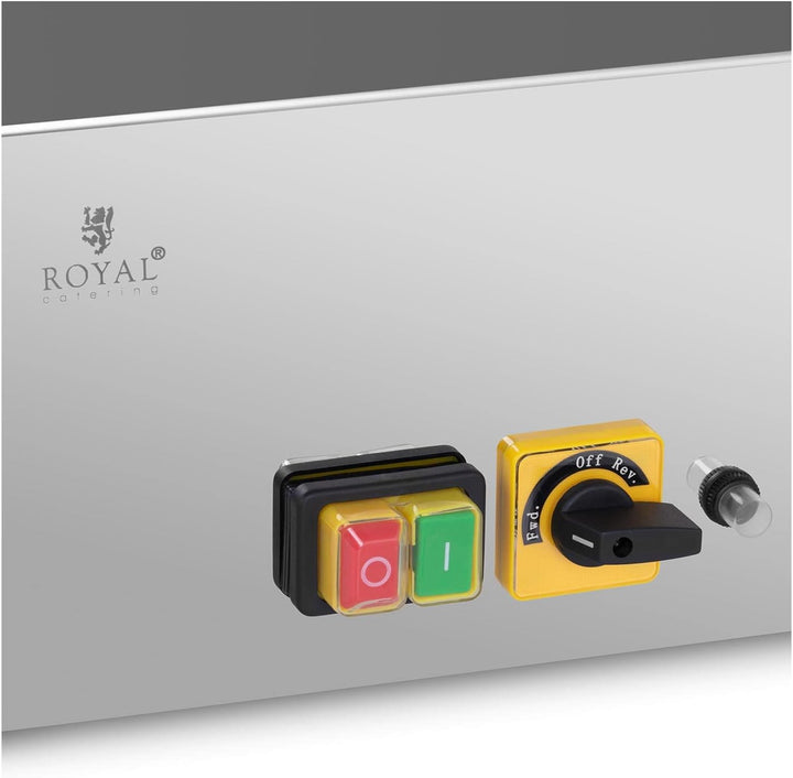 Royal Catering Fleischwolf elektrisch Edelstahl 1100 W 480 kg/h inkl. 2 Lochscheiben (Ø 4,5 / 8 mm)