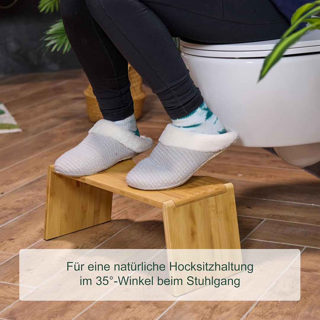 Relaxdays Toilettenhocker, klappbar, Stuhlgang Unterstützung, WC Hocker Erwachsene, Bambus, HxBxT: 1