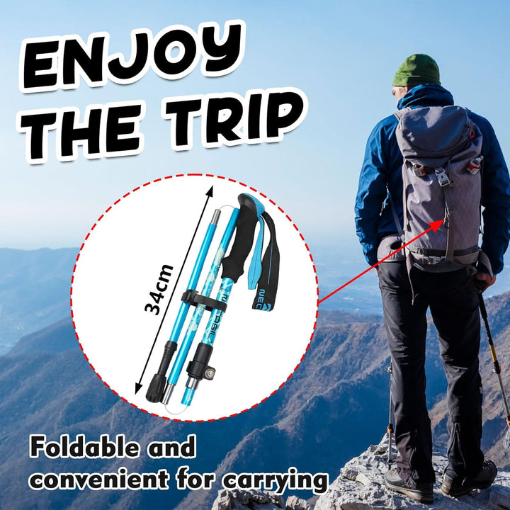 HOVIN Walking Stöcke Damen,Wanderstöcke Faltbar 105-125cm,Trekkingstöcke mit Gummipuffers für Trekki