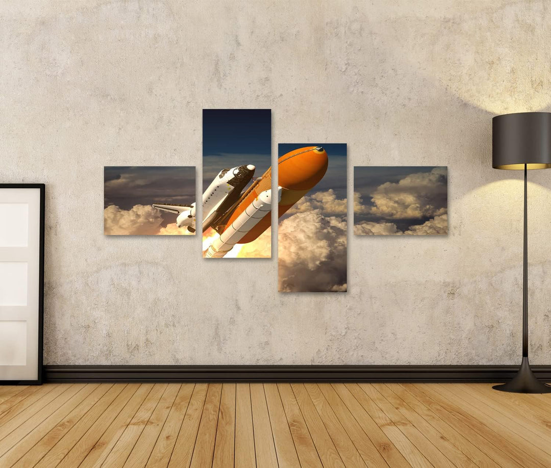 islandburner Bild auf Leinwand Space Shuttle Über Wolken Orange Rakete Bilder Wandbilder Poster Lein
