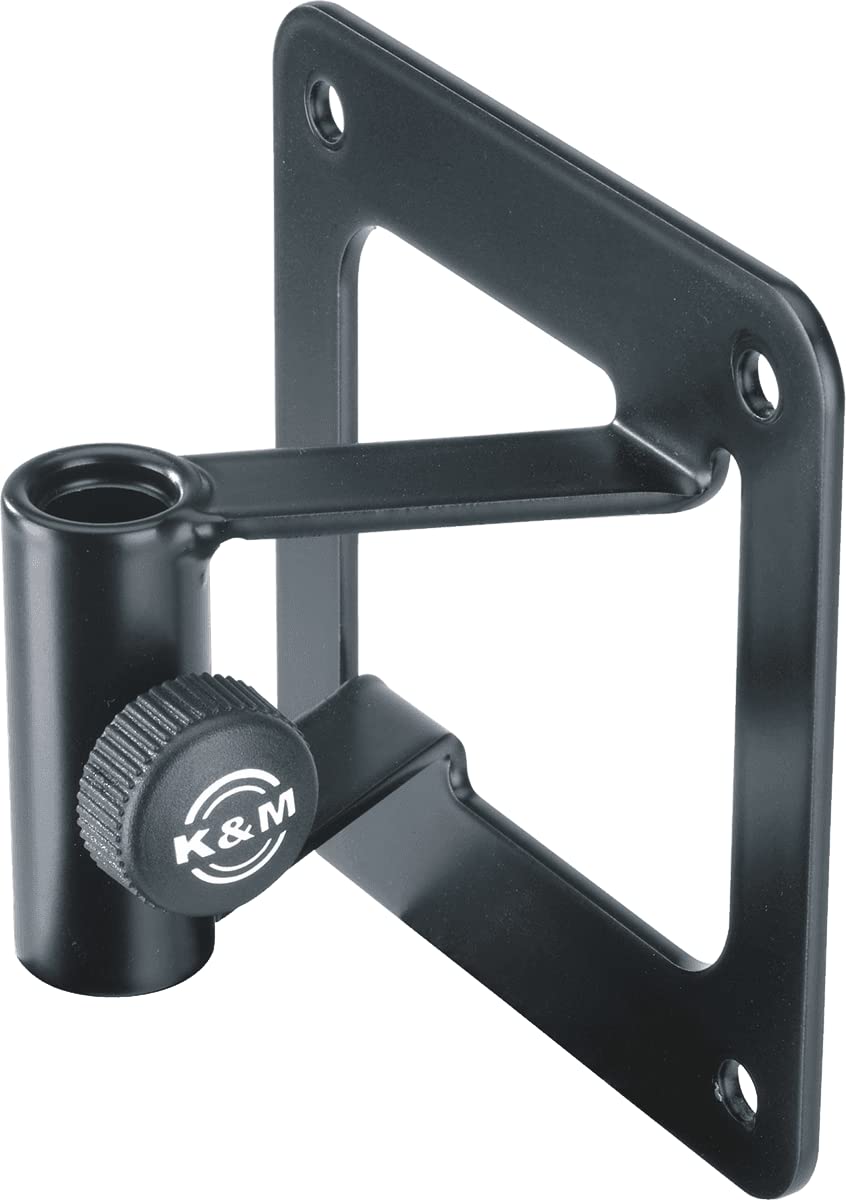 K&amp;M 23856 Wandhalter für Mikrofonarme Schwarz aus Stahl mit Bolzenaufnahme und Sicherungsschraube -