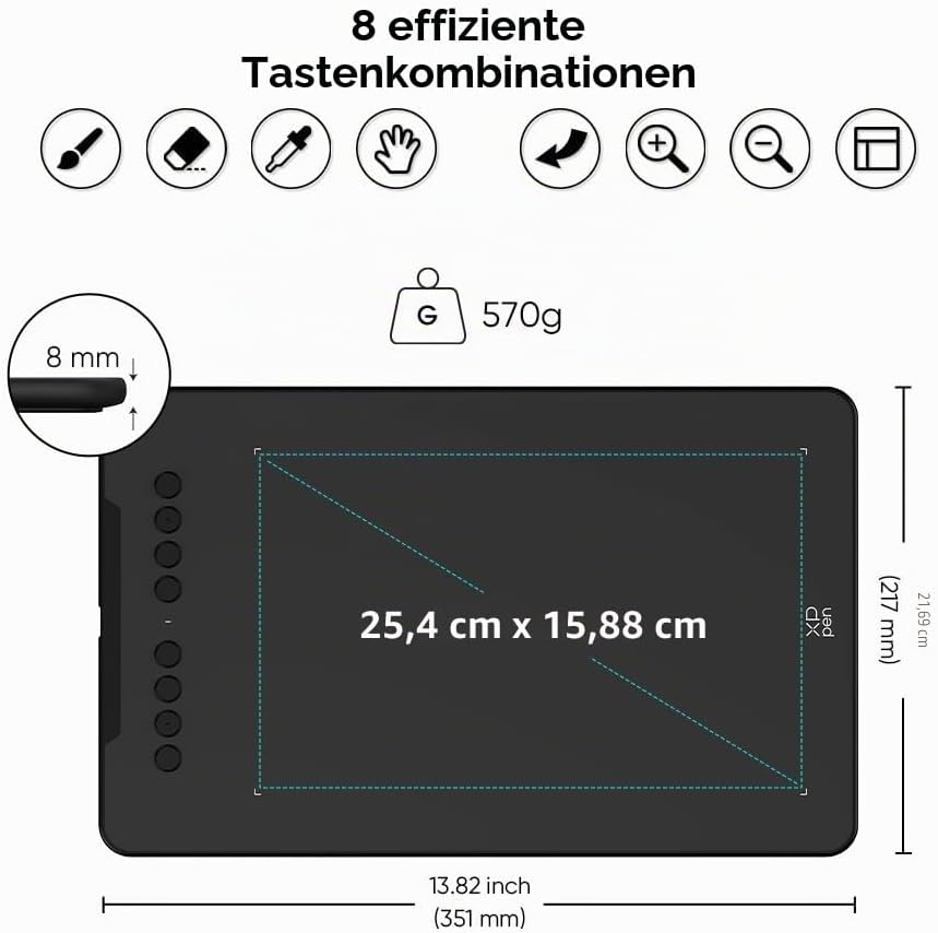 XP-PEN Deco 01 V2 Grafiktablett 10x6,25 Zoll Zeichentablett mit Neigungserkennung zum Malen &amp; Fotobe