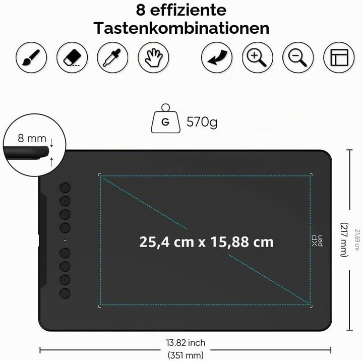 XP-PEN Deco 01 V2 Grafiktablett 10x6,25 Zoll Zeichentablett mit Neigungserkennung zum Malen &amp; Fotobe