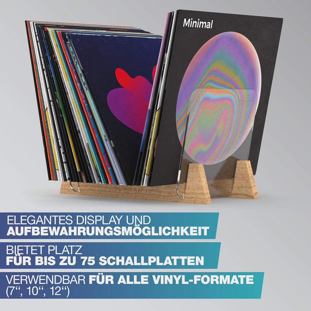 Glorious Record Stand 75 - Elegantes Display und Aufbewahrungsmöglichkeit für Schallplatten, Bietet