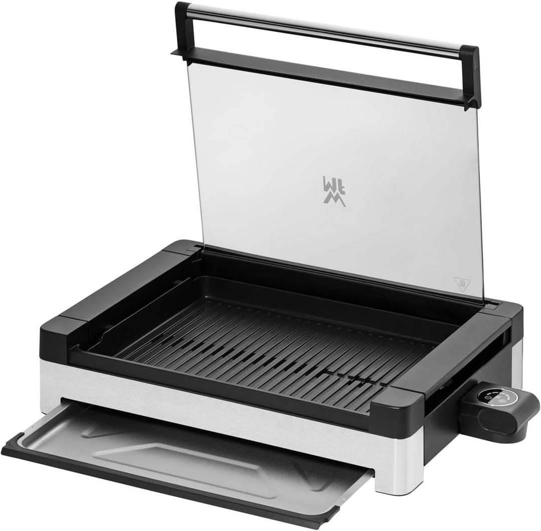 WMF Lono Elektro Tischgrill mit Glasdeckel, beschichtete Grillplatte, 2200 Watt, edelstahl matt