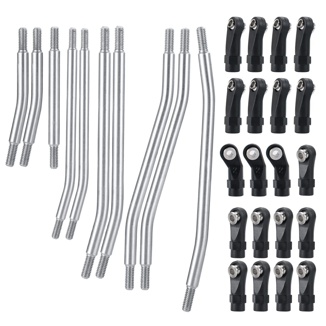 AXspeed 10Stück 313mm Radstand Link Rod Linkage Rostfreier Stahl Suspension Links Set mit Tie Rod En