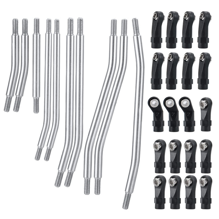AXspeed 10Stück 313mm Radstand Link Rod Linkage Rostfreier Stahl Suspension Links Set mit Tie Rod En