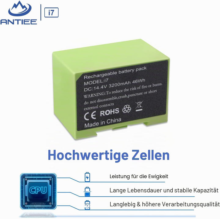 ANTIEE 3200mAh i7 i3 i4 Akku Replacement für iRobot Roomba i7 i7+ 7150 7550 i7558 i3+ 3150 3550 3558