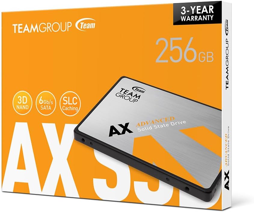 TEAMGROUP AX2 256GB 3D NAND TLC 2,5 Zoll SATA III interne Solid State Drive SSD (Lesegeschwindigkeit