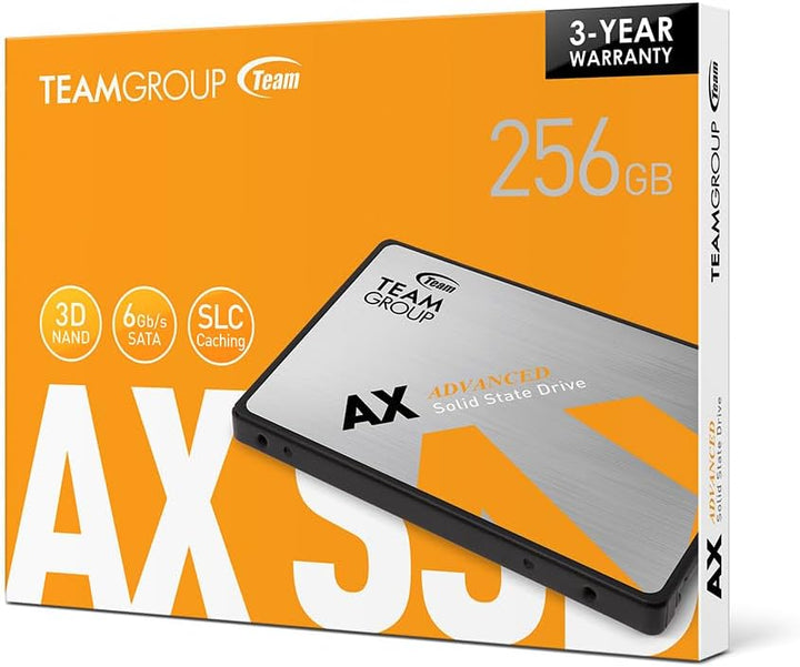 TEAMGROUP AX2 256GB 3D NAND TLC 2,5 Zoll SATA III interne Solid State Drive SSD (Lesegeschwindigkeit